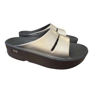 OOFOS OOmega OOahh Lux Thick Recovery Slide Sandal Women Size 9